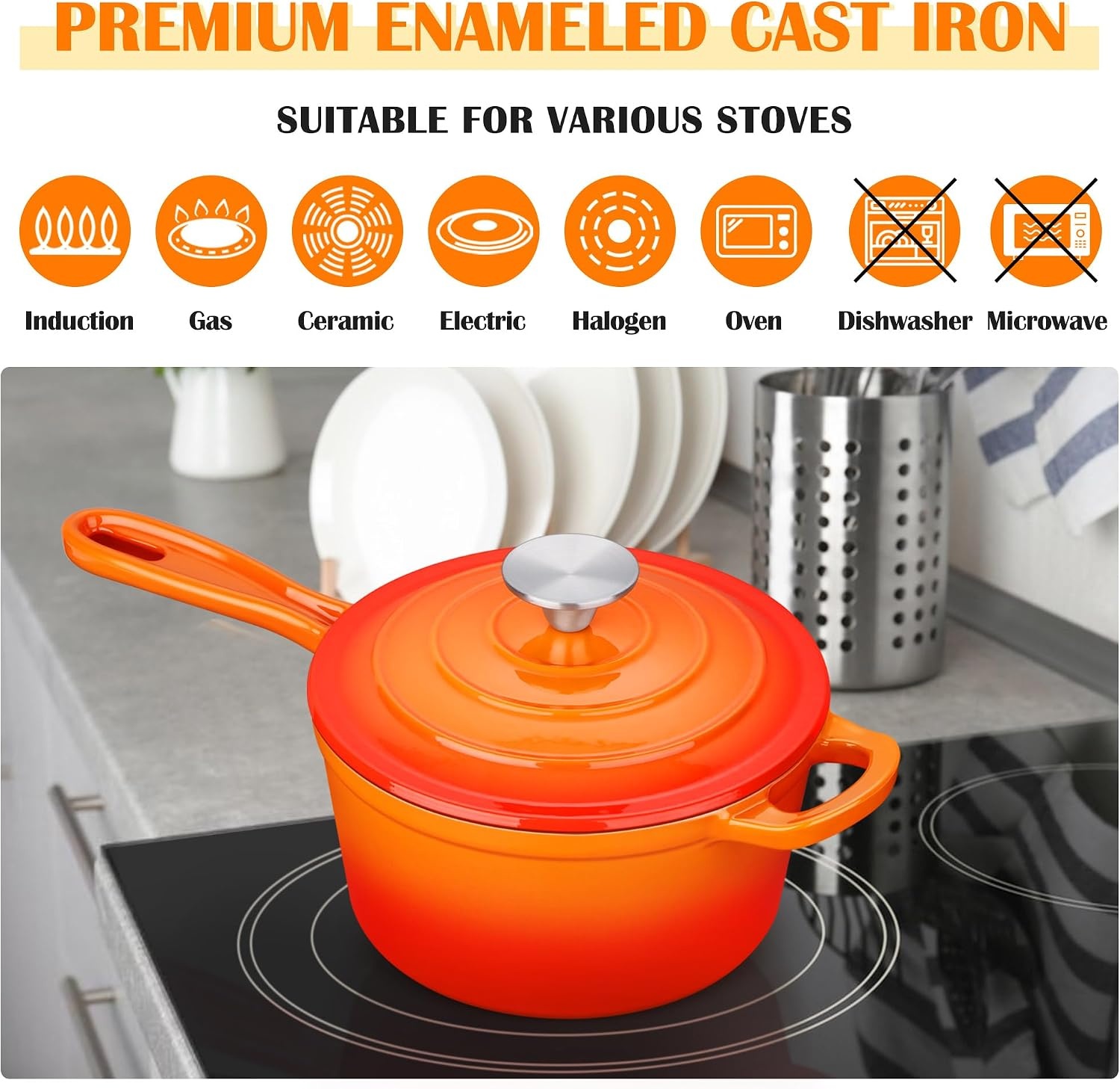 image:imageEfar 1Qt amp 2Qt amp 3Qt Sauce Pan Set with Selfbasting Lids GreenOrange