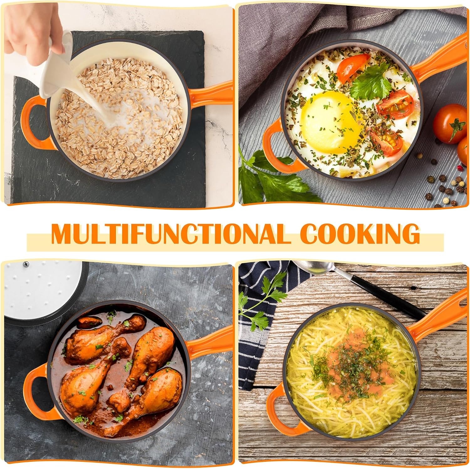 image:imageEfar 1Qt amp 2Qt amp 3Qt Sauce Pan Set with Selfbasting Lids GreenOrange