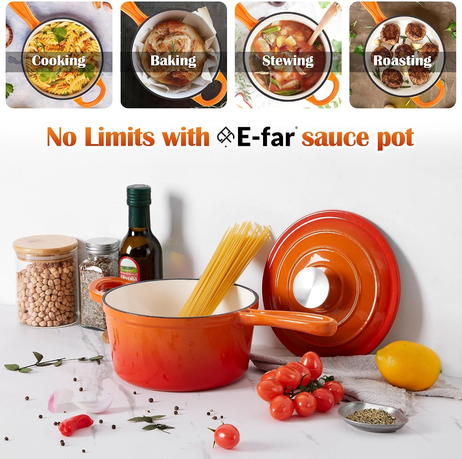image:imageEfar 1Qt amp 2Qt amp 3Qt Sauce Pan Set with Selfbasting Lids GreenOrange