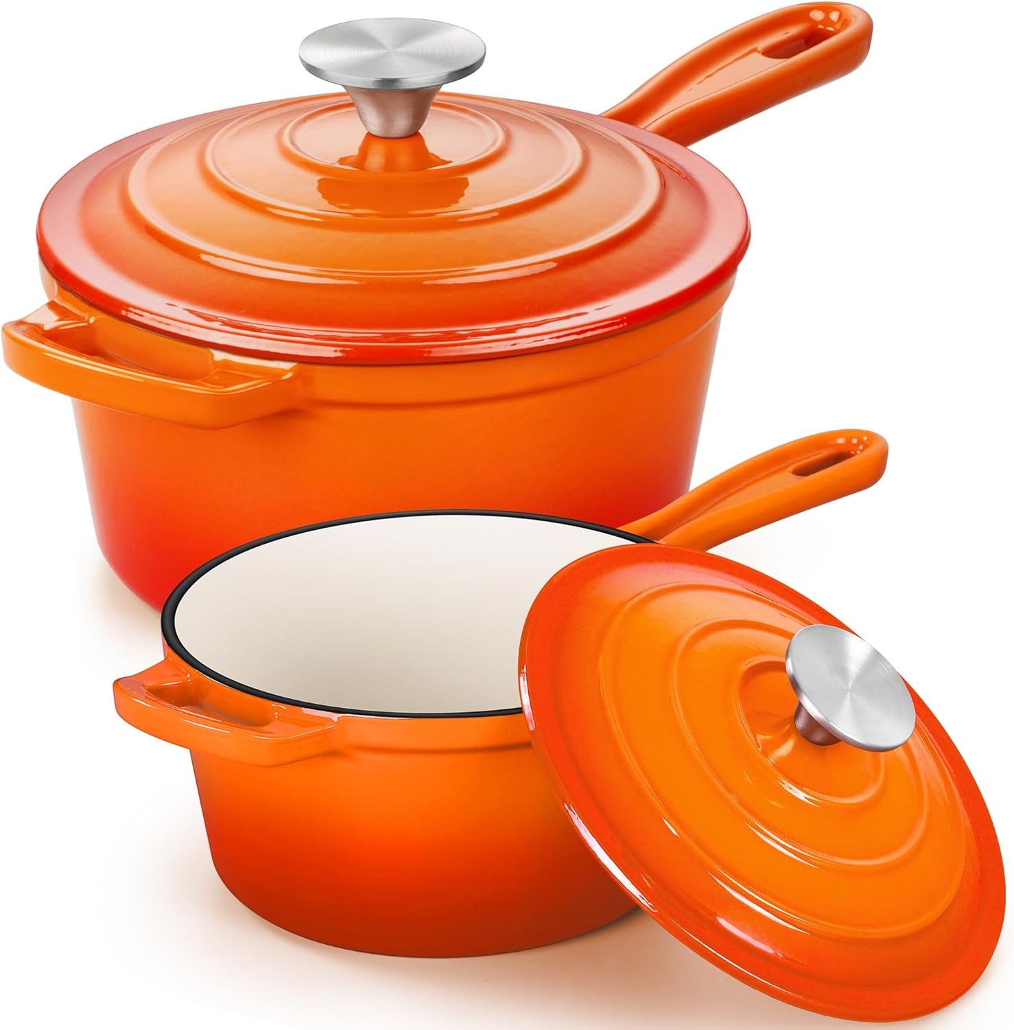 image:imageEfar 1Qt amp 2Qt amp 3Qt Sauce Pan Set with Selfbasting Lids GreenOrange