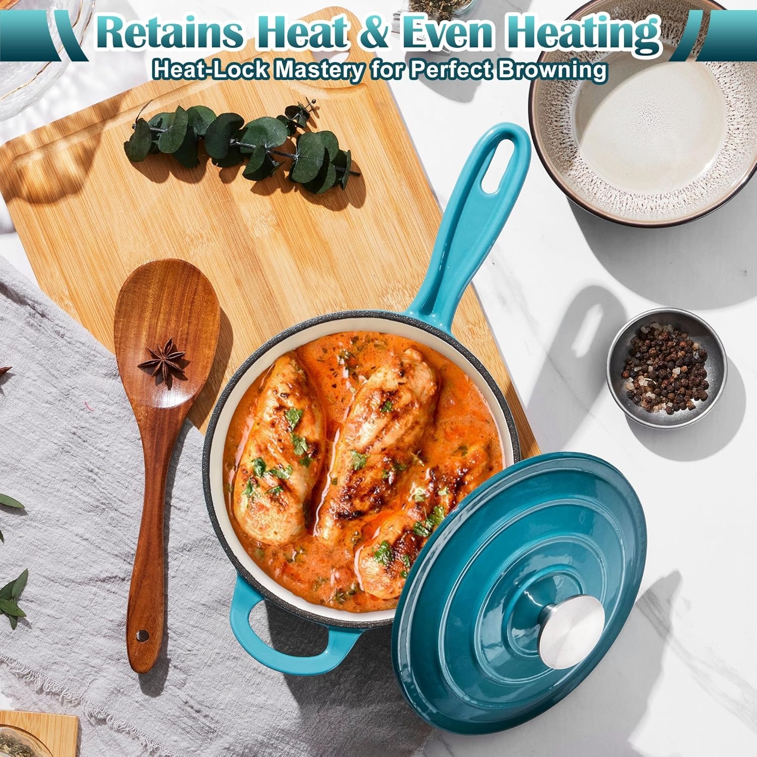 image:imageEfar 1Qt amp 2Qt amp 3Qt Sauce Pan Set with Selfbasting Lids GreenPeacock Green