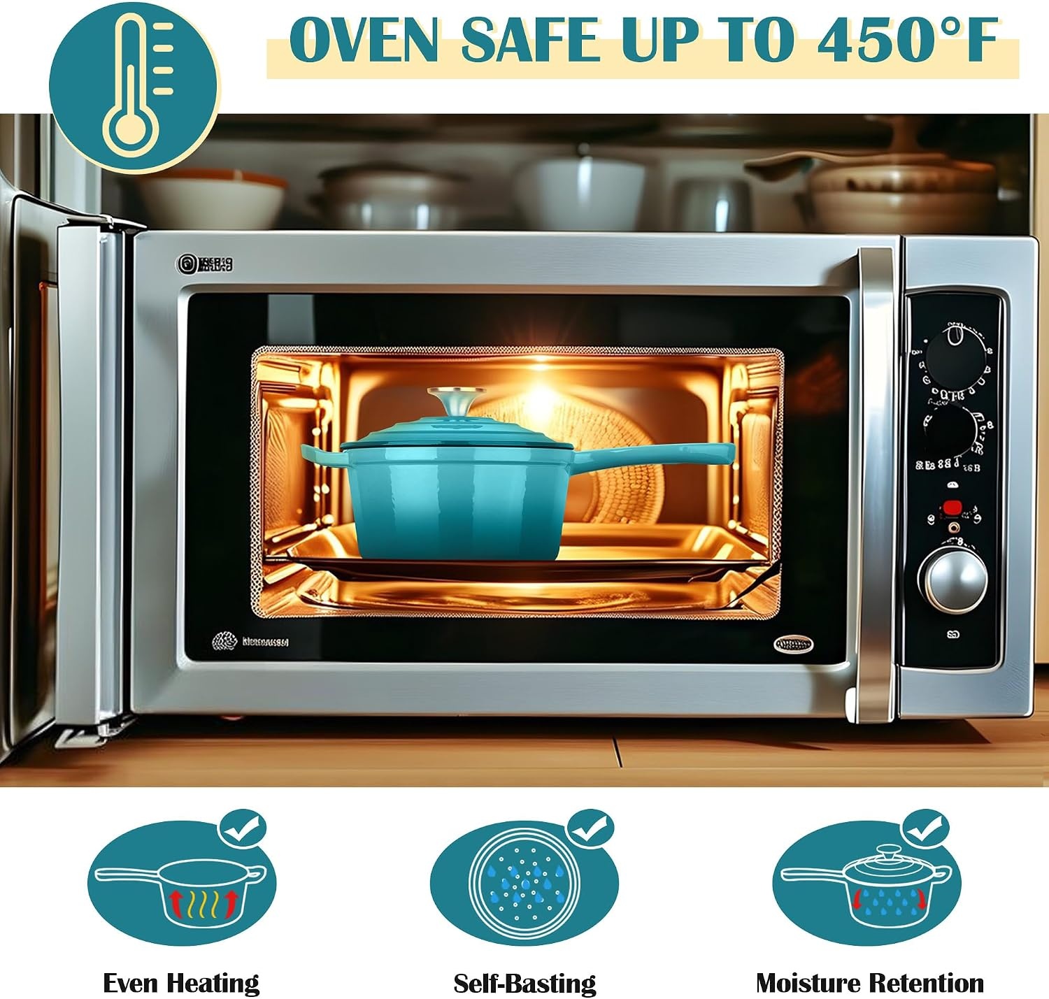 image:imageEfar 1Qt amp 2Qt amp 3Qt Sauce Pan Set with Selfbasting Lids GreenPeacock Green