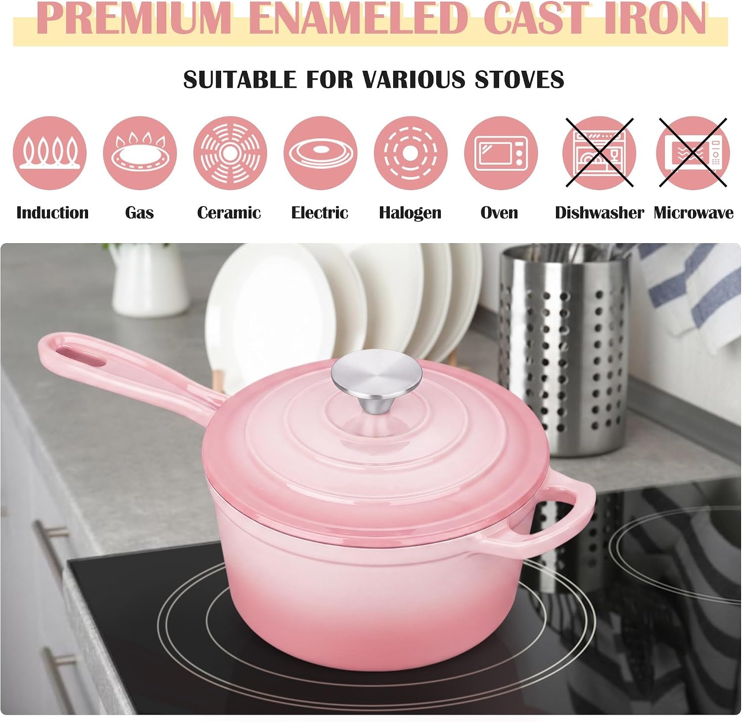 image:imageEfar 1Qt amp 2Qt amp 3Qt Sauce Pan Set with Selfbasting Lids GreenPink