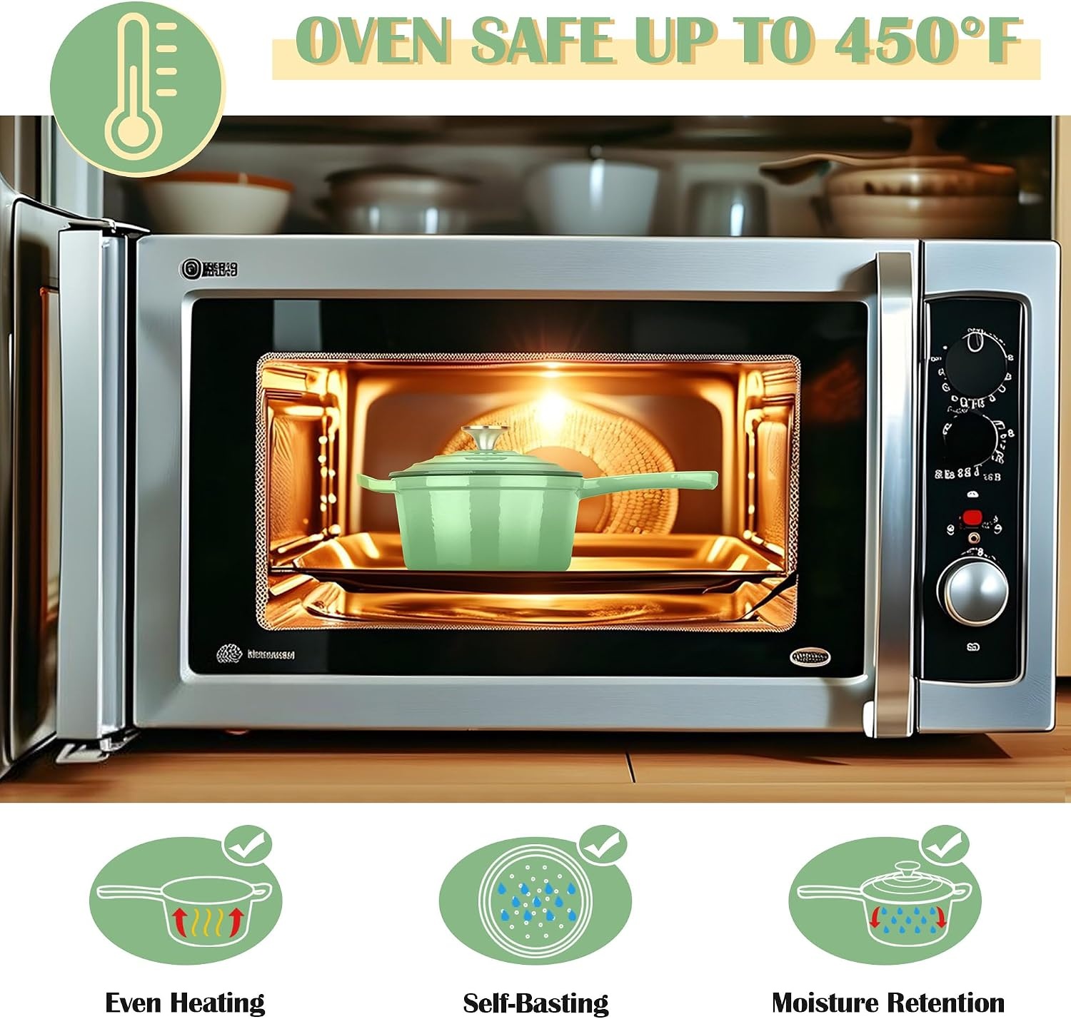 image:imageEfar 1Qt amp 2Qt amp 3Qt Sauce Pan Set with Selfbasting Lids GreenPistachio Green