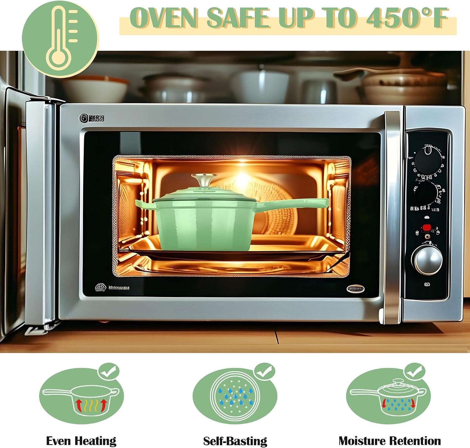 image:imageEfar 1Qt amp 2Qt amp 3Qt Sauce Pan Set with Selfbasting Lids GreenPistachio Green
