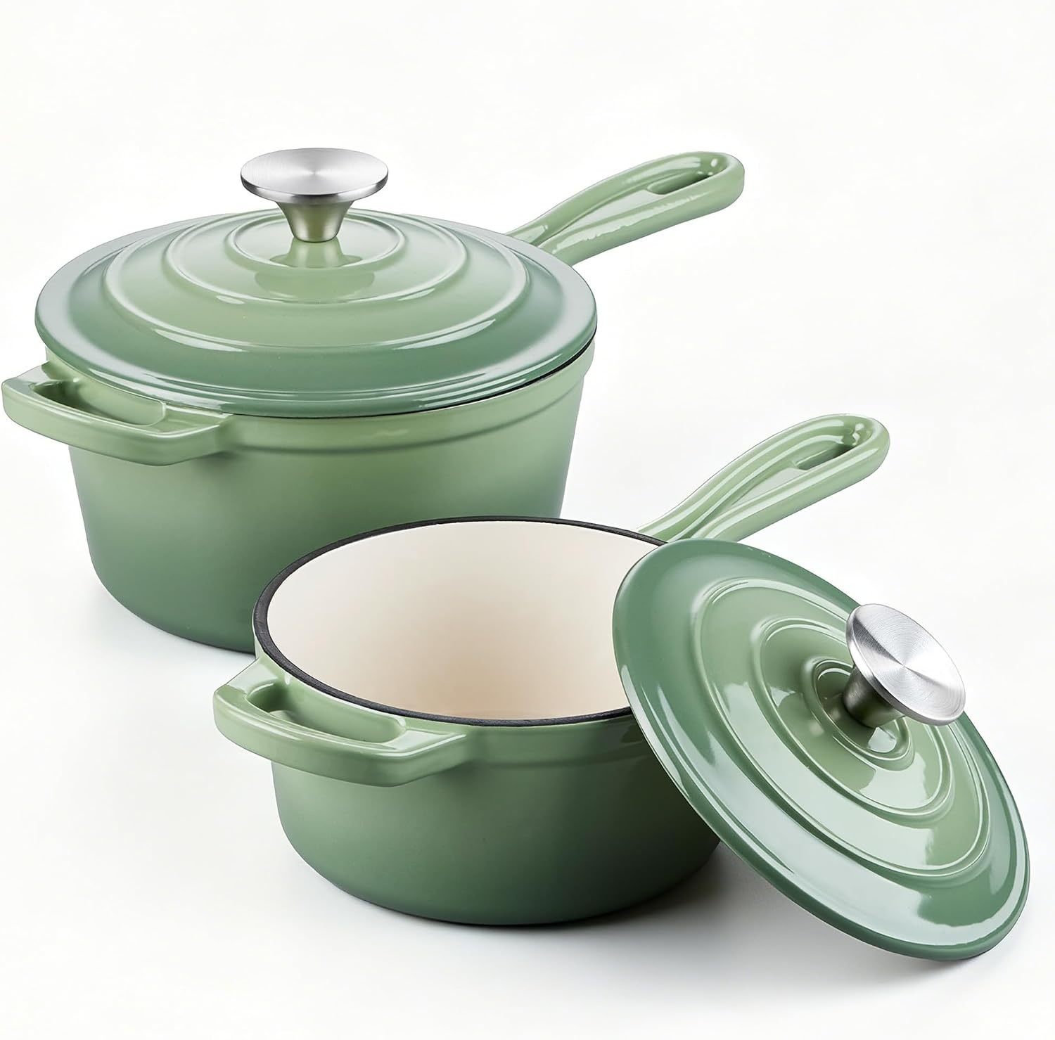image:imageEfar 1Qt amp 2Qt amp 3Qt Sauce Pan Set with Selfbasting Lids GreenPistachio Green