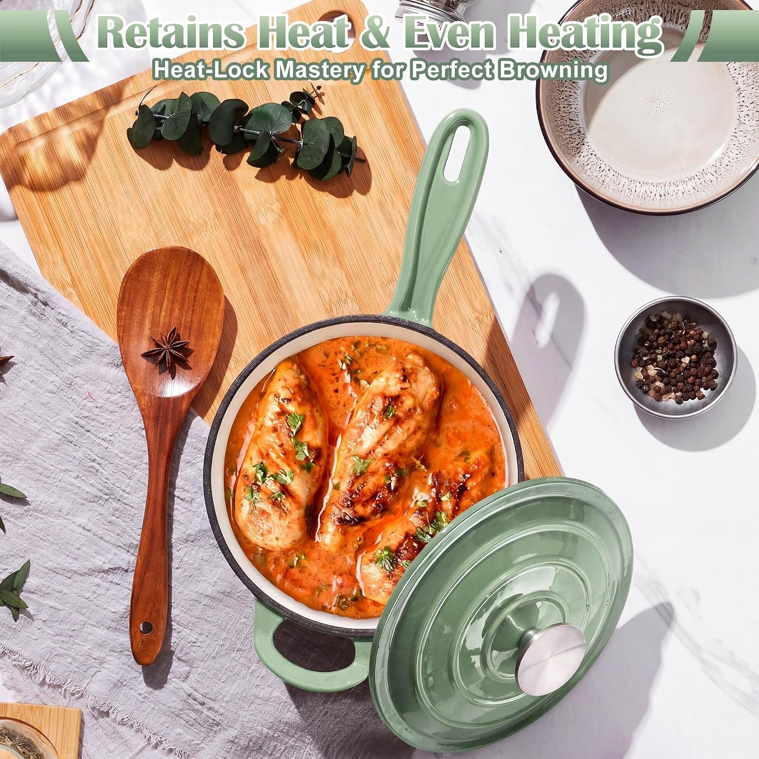 image:imageEfar 1Qt amp 2Qt amp 3Qt Sauce Pan Set with Selfbasting Lids GreenPistachio Green