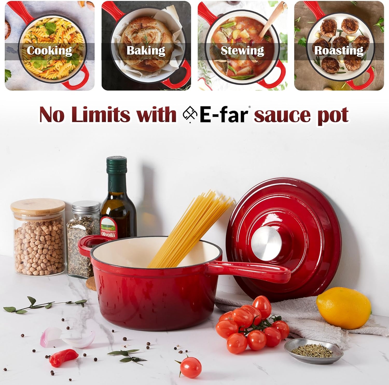 image:imageEfar 1Qt amp 2Qt amp 3Qt Sauce Pan Set with Selfbasting Lids GreenRed