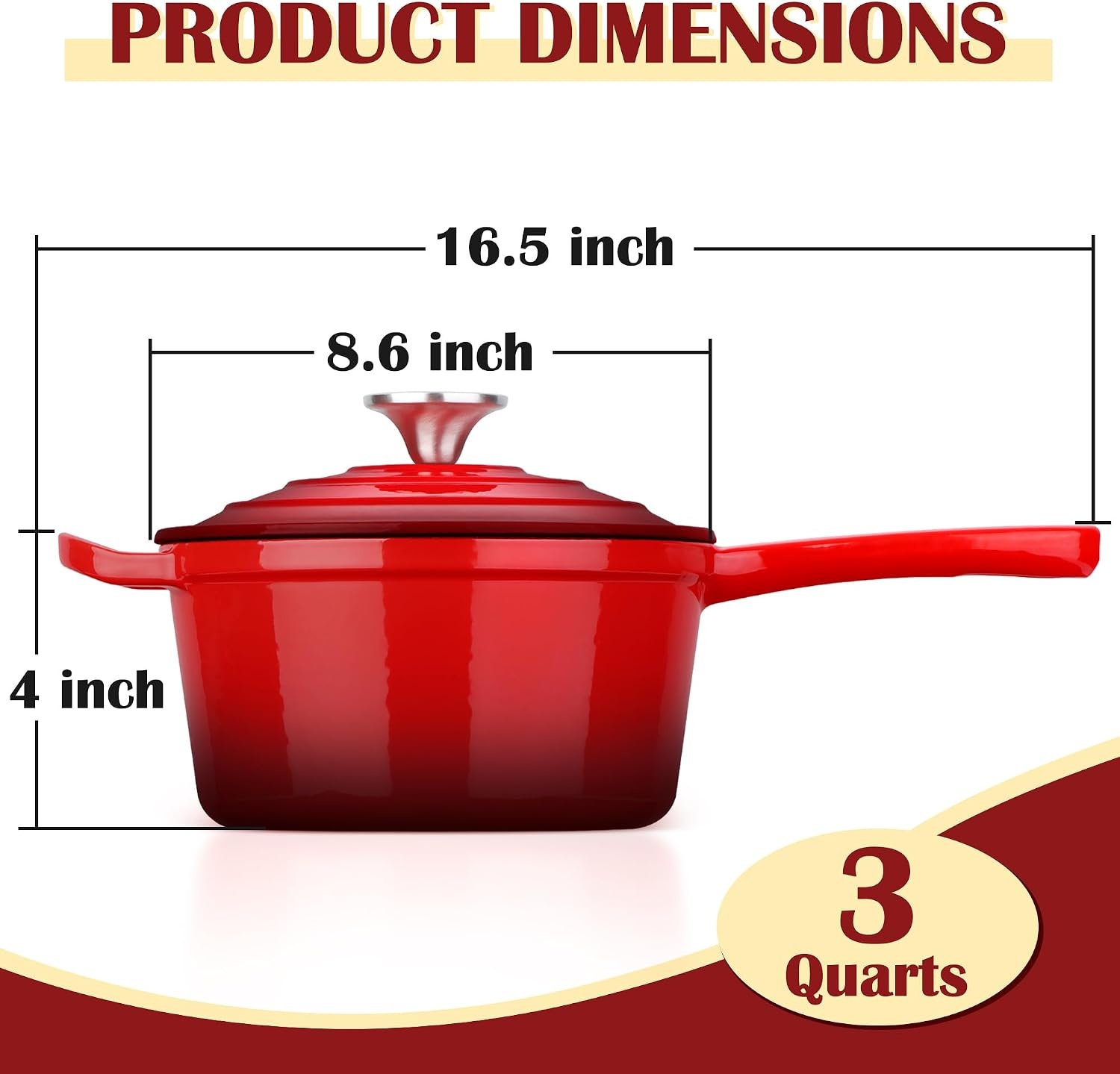 image:imageEfar 1Qt amp 2Qt amp 3Qt Sauce Pan Set with Selfbasting Lids GreenRed
