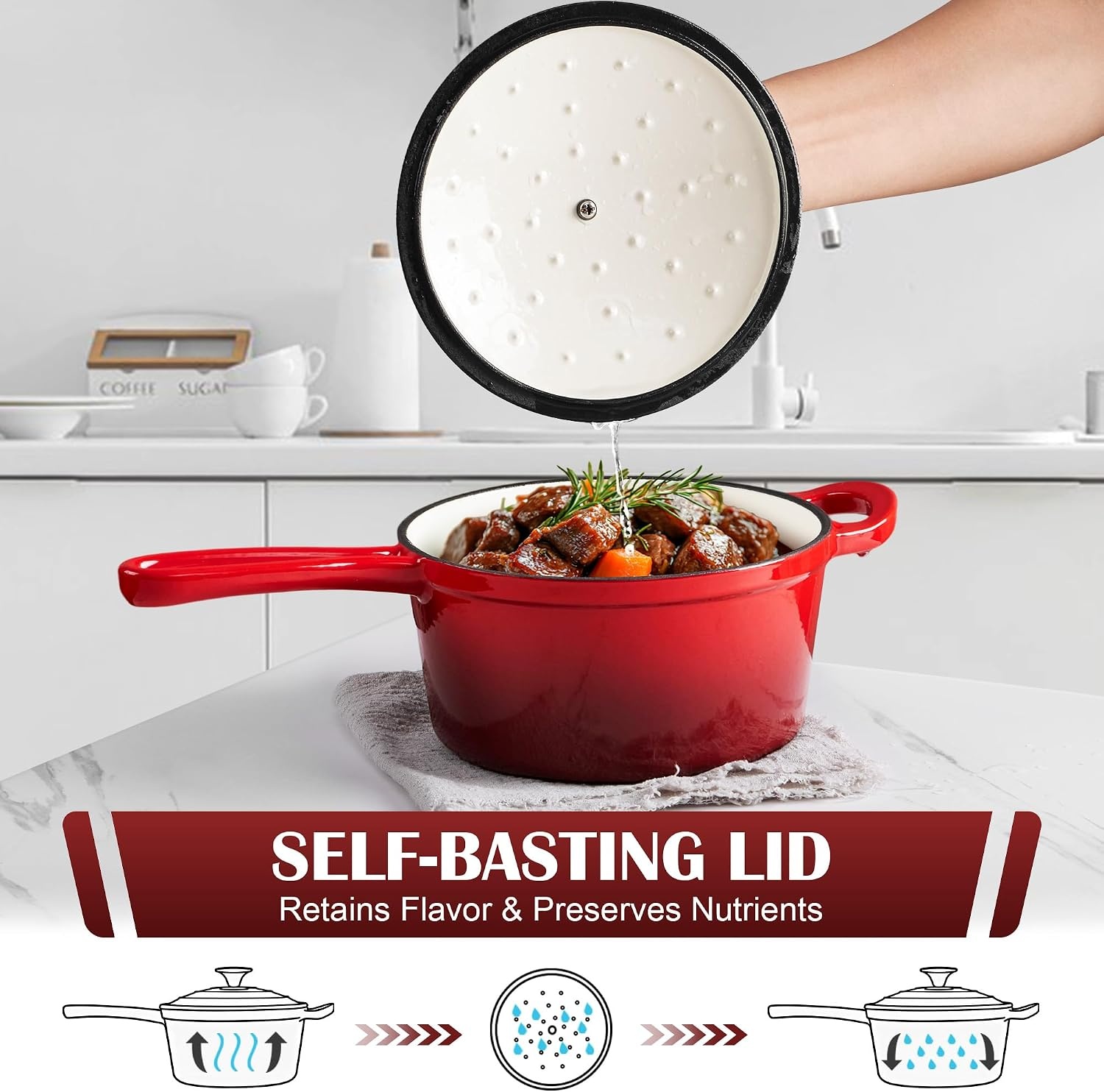 image:imageEfar 1Qt amp 2Qt amp 3Qt Sauce Pan Set with Selfbasting Lids GreenRed