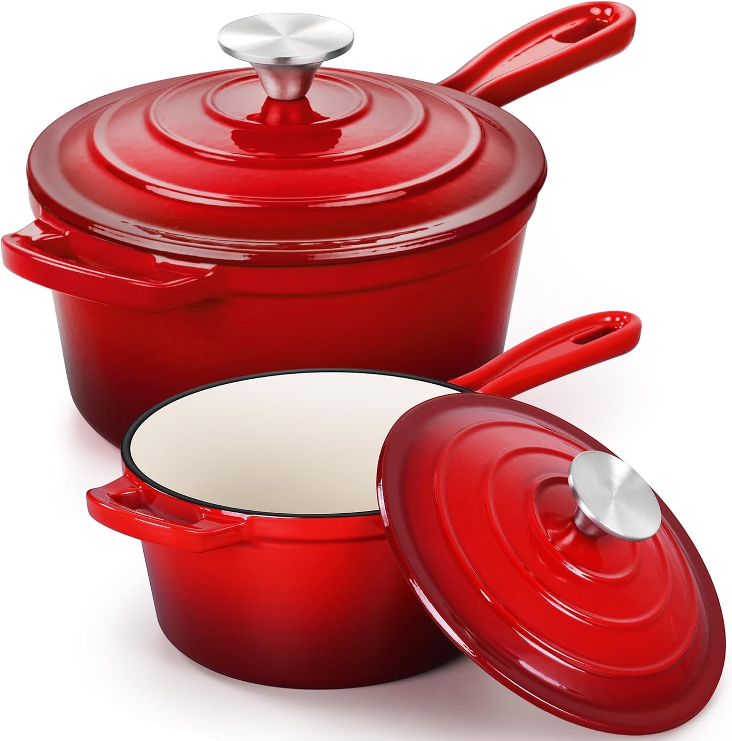image:imageEfar 1Qt amp 2Qt amp 3Qt Sauce Pan Set with Selfbasting Lids GreenRed