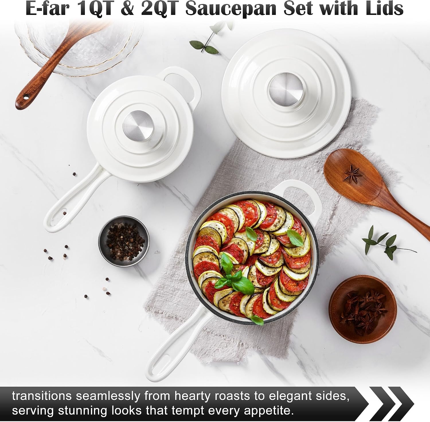 image:imageEfar 1Qt amp 2Qt amp 3Qt Sauce Pan Set with Selfbasting Lids GreenWhite