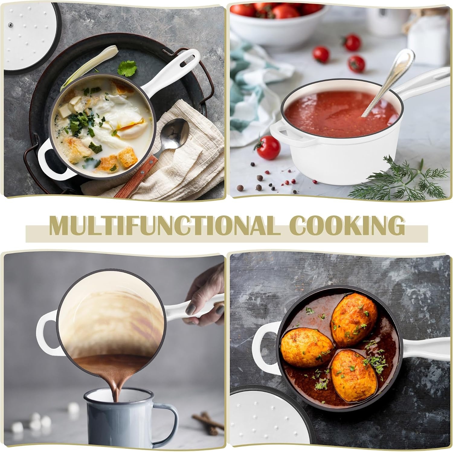 image:imageEfar 1Qt amp 2Qt amp 3Qt Sauce Pan Set with Selfbasting Lids GreenWhite