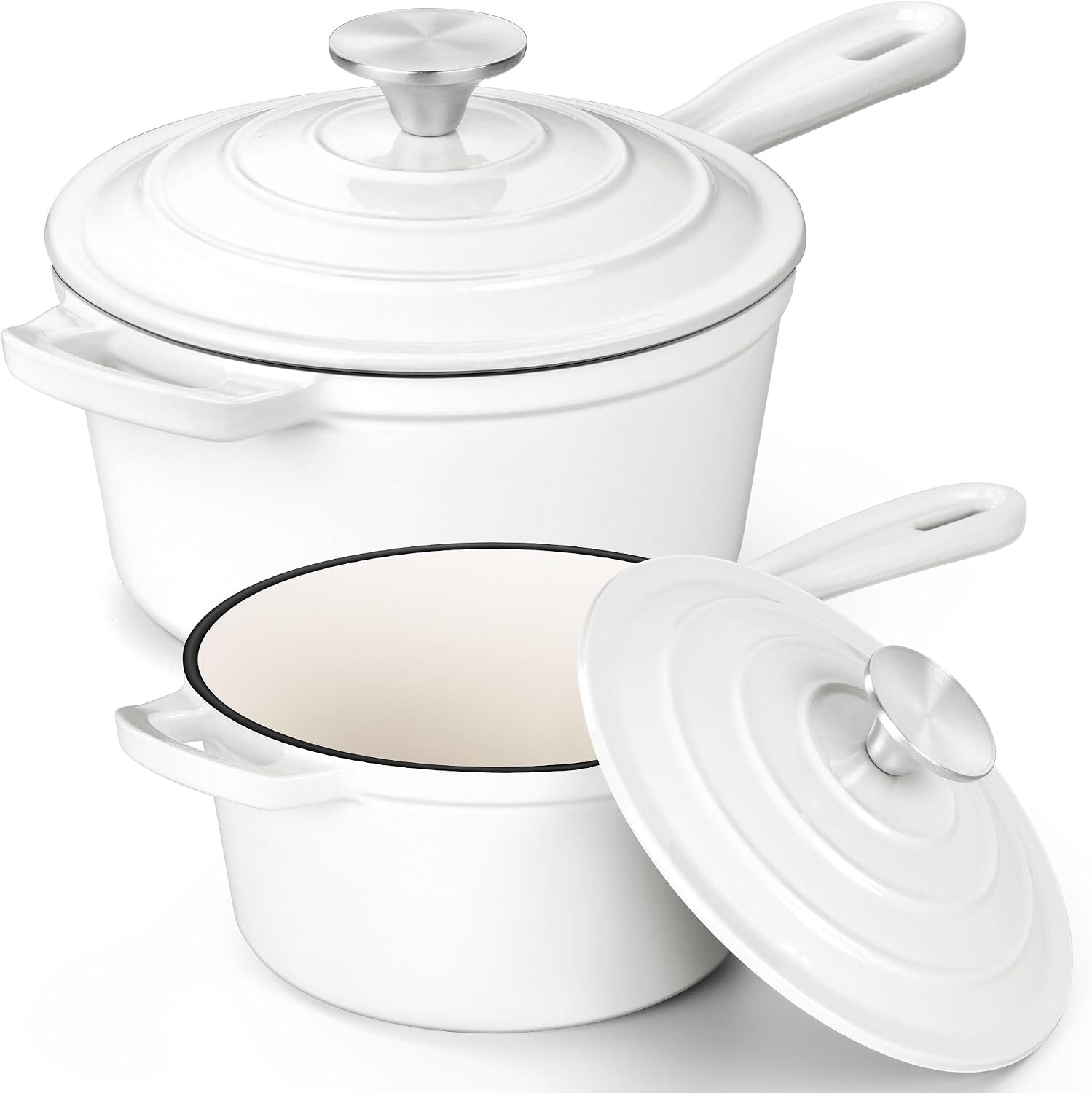 image:imageEfar 1Qt amp 2Qt amp 3Qt Sauce Pan Set with Selfbasting Lids GreenWhite