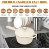 E-far 1Qt & 2Qt & 3Qt Sauce Pan Set with Self-basting Lids, Green(Cream)