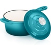 E-far 1Qt & 2Qt & 3Qt Sauce Pan Set with Self-basting Lids, Green(Peacock Green)