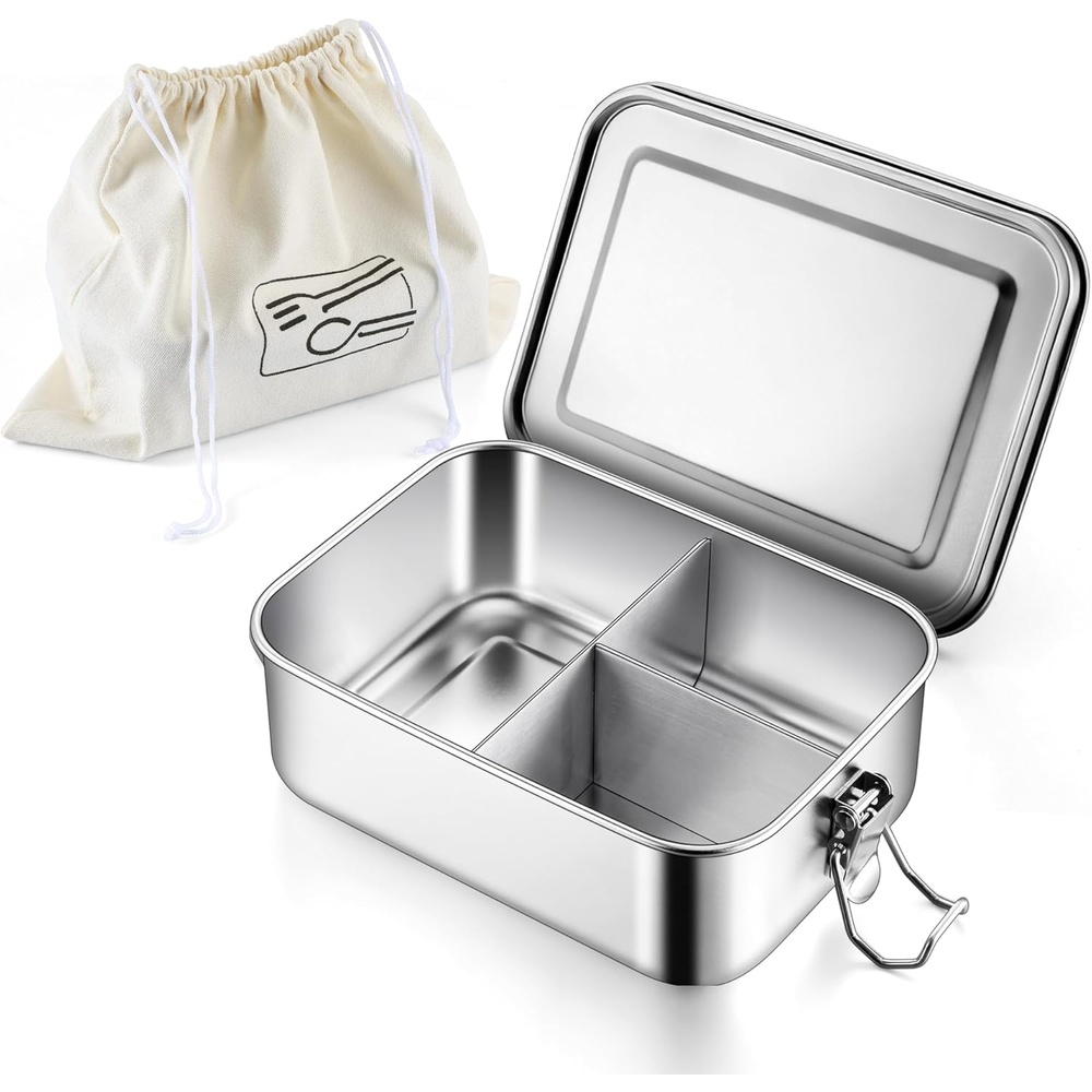 image:imageEfar 2 Pieces Stainless Steel Bento Box Large 2400ml Metal Lunch Box 81oz LeakProof Lunch Food Container with Lids and Divider Reusable Meal Storage for Camping Picnic Travel Work1