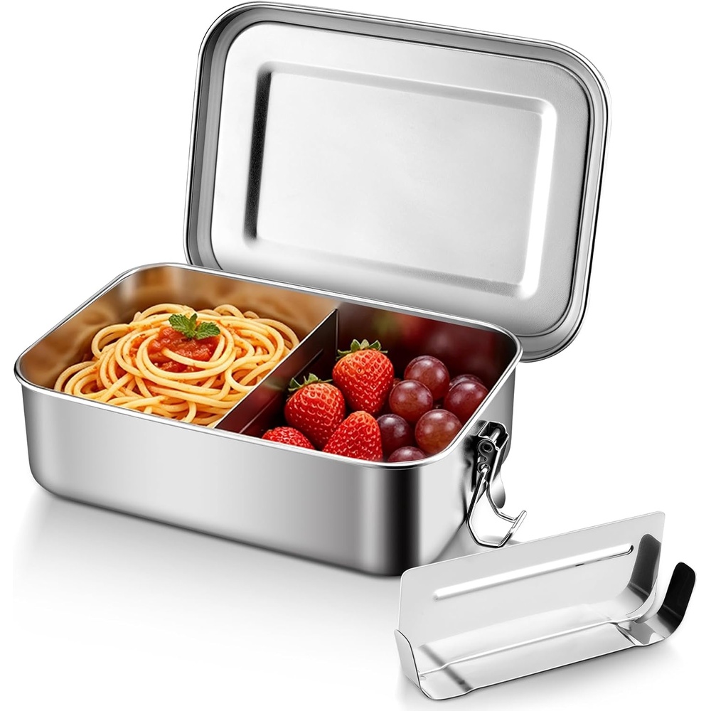 image:imageEfar Stainless Steel Bento Box 81oz2400ml Metal Lunch Box for Kids amp Adults LeakProof Lunch Container with Lids and 2 Removable Dividers Reusable Meal Storage for Camping Picnic Travel Work