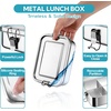 E-far 2 Pieces Stainless Steel Bento Box, Large 2400ml Metal Lunch Box, 81oz Leak-Proof Lunch Food Container with Lids and Divider, Reusable Meal Storage for Camping Picnic Travel Work(1)