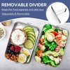 E-far 2 Pieces Stainless Steel Bento Box, Large 2400ml Metal Lunch Box, 81oz Leak-Proof Lunch Food Container with Lids and Divider, Reusable Meal Storage for Camping Picnic Travel Work(2)