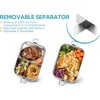 E-far 2 Pieces Stainless Steel Bento Box, Large 2400ml Metal Lunch Box, 81oz Leak-Proof Lunch Food Container with Lids and Divider, Reusable Meal Storage for Camping Picnic Travel Work(1)