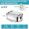 E-far 2 Pieces Stainless Steel Bento Box, Large 2400ml Metal Lunch Box, 81oz Leak-Proof Lunch Food Container with Lids and Divider, Reusable Meal Storage for Camping Picnic Travel Work(1)