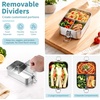 E-far Stainless Steel Bento Box for Kids & Adults, 47oz/1400ml Leakproof Lunch Box with 3 Compartments & Dressing Container, Removable Dividers & Lockable Clips for Lunch/Work, Dishwasher Safe(Blue)(Blue)