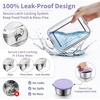 E-far Stainless Steel Bento Box for Kids & Adults, 47oz/1400ml Leakproof Lunch Box with 3 Compartments & Dressing Container, Removable Dividers & Lockable Clips for Lunch/Work, Dishwasher Safe(Blue)(Purple)