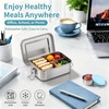 E-far Stainless Steel Bento Box for Kids & Adults, 47oz/1400ml Leakproof Lunch Box with 3 Compartments & Dressing Container, Removable Dividers & Lockable Clips for Lunch/Work, Dishwasher Safe(Blue)(Blue)