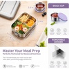 E-far Stainless Steel Bento Box for Kids & Adults, 47oz/1400ml Leakproof Lunch Box with 3 Compartments & Dressing Container, Removable Dividers & Lockable Clips for Lunch/Work, Dishwasher Safe(Blue)(Purple)