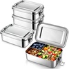 E-far 2 Pieces Stainless Steel Bento Box, Large 2400ml Metal Lunch Box, 81oz Leak-Proof Lunch Food Container with Lids and Divider, Reusable Meal Storage for Camping Picnic Travel Work(4)
