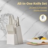 E-far Knife Set, 15-Piece Kitchen Knife Block Set with Sharpener, High Carbon Steel Chef Paring Steak Knives with Ergonomic Non-Slip Handle, Anti-Rust & Razor Sharp, Black(White)