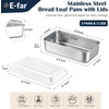 E-far Loaf Pan with Lids, 9 x 5 Inch Stainless Steel Bread Pans for Homemade Bread, Rectangle Baking Tins for Sourdough, Meatloaf, Banana Cake, Nontoxic & Dishwasher Safe – Set of 2(Set of 3)