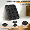 E-far 12-Cavity Muffin Top Pan, 3 Inch Nonstick Shallow Cupcake Pan for Yorkshire Pudding, Eggs, Whoopie Pie, Cornbread, Easy Release & Clean, Standard Size(Non-stick)