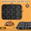 E-far 12-Cavity Muffin Top Pan, 3 Inch Nonstick Shallow Cupcake Pan for Yorkshire Pudding, Eggs, Whoopie Pie, Cornbread, Easy Release & Clean, Standard Size(Non-stick)