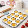 E-far 12-Cavity Muffin Top Pan, 3 Inch Nonstick Shallow Cupcake Pan for Yorkshire Pudding, Eggs, Whoopie Pie, Cornbread, Easy Release & Clean, Standard Size(Stainless Steel)