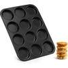 E-far 12-Cavity Muffin Top Pan, 3 Inch Nonstick Shallow Cupcake Pan for Yorkshire Pudding, Eggs, Whoopie Pie, Cornbread, Easy Release & Clean, Standard Size(Non-stick)