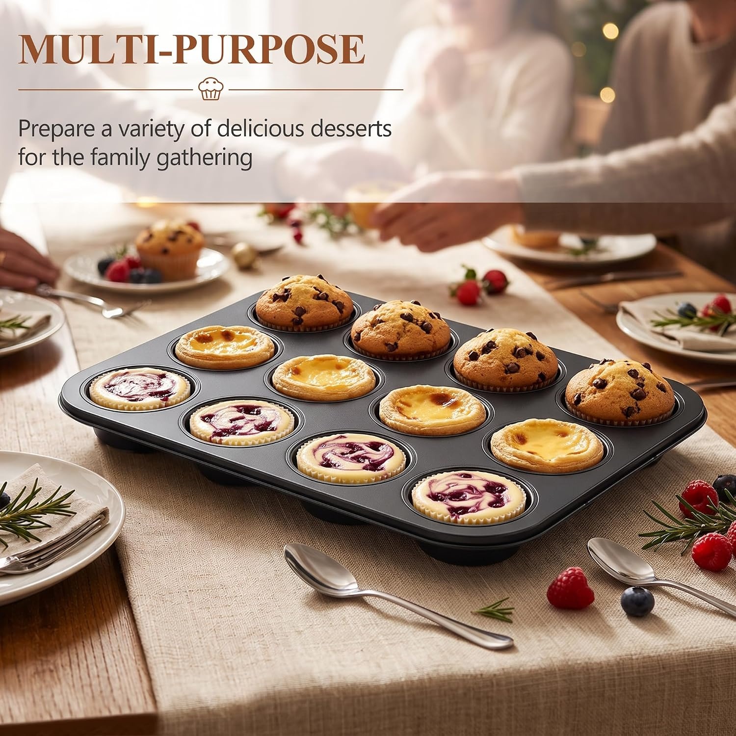 image:imageEfar 12Cup Muffin Pan 2 Pack Nonstick Carbon Steel Cupcake Pan Tin Tray Metal Bakeware Muffin Baking Tins for Oven Standard Size Ideal for Muffins Cake Tart Brownies Easy Clean amp Nontoxic1