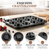 E-far 12-Cup Muffin Pan, 2 Pack Nonstick Carbon Steel Cupcake Pan Tin Tray | Metal Bakeware Muffin Baking Tins for Oven, Standard Size, Ideal for Muffins, Cake Tart, Brownies, Easy Clean & Non-toxic(1)