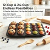 E-far Muffin Pan Set of 2, Regular 12-Cup & Mini 24-Cup Cupcake Pan | Nonstick Carbon Steel Muffin Tins for Easy Release, 2 Sizes for Baking Muffins & Cupcakes, Warp-Free & Even Baking, Oven Safe(Carbon Steel)
