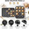 E-far Muffin Pan Set of 2, Regular 12-Cup & Mini 24-Cup Cupcake Pan | Nonstick Carbon Steel Muffin Tins for Easy Release, 2 Sizes for Baking Muffins & Cupcakes, Warp-Free & Even Baking, Oven Safe(Carbon Steel)