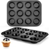 E-far 12-Cup Muffin Pan, 2 Pack Nonstick Carbon Steel Cupcake Pan Tin Tray | Metal Bakeware Muffin Baking Tins for Oven, Standard Size, Ideal for Muffins, Cake Tart, Brownies, Easy Clean & Non-toxic(2)