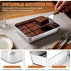 E-far Lasagna Pans with Lids, Stainless Steel Rectangular Cake Baking Pan w/Cover, 12⅓x9¾x2″ Brownie Casserole Oven Tray Sheet, Heavy Duty Metal Bakeware, Anti-Rust & Dishwasher Safe, Set of 2(9.1×6.7)