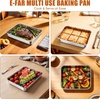 E-far Lasagna Pans with Lids, Stainless Steel Rectangular Cake Baking Pan w/Cover, 12⅓x9¾x2″ Brownie Casserole Oven Tray Sheet, Heavy Duty Metal Bakeware, Anti-Rust & Dishwasher Safe, Set of 2(9.1×6.7)