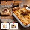 E-far Lasagna Pans with Lids, Stainless Steel Rectangular Cake Baking Pan w/Cover, 12⅓x9¾x2″ Brownie Casserole Oven Tray Sheet, Heavy Duty Metal Bakeware, Anti-Rust & Dishwasher Safe, Set of 2(9.1×6.7)