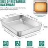 E-far Lasagna Pans with Lids, Stainless Steel Rectangular Cake Baking Pan w/Cover, 12⅓x9¾x2″ Brownie Casserole Oven Tray Sheet, Heavy Duty Metal Bakeware, Anti-Rust & Dishwasher Safe, Set of 2(12.2×9.5)