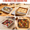 E-far Lasagna Pans with Lids, Stainless Steel Rectangular Cake Baking Pan w/Cover, 12⅓x9¾x2″ Brownie Casserole Oven Tray Sheet, Heavy Duty Metal Bakeware, Anti-Rust & Dishwasher Safe, Set of 2(10.2×7.9)