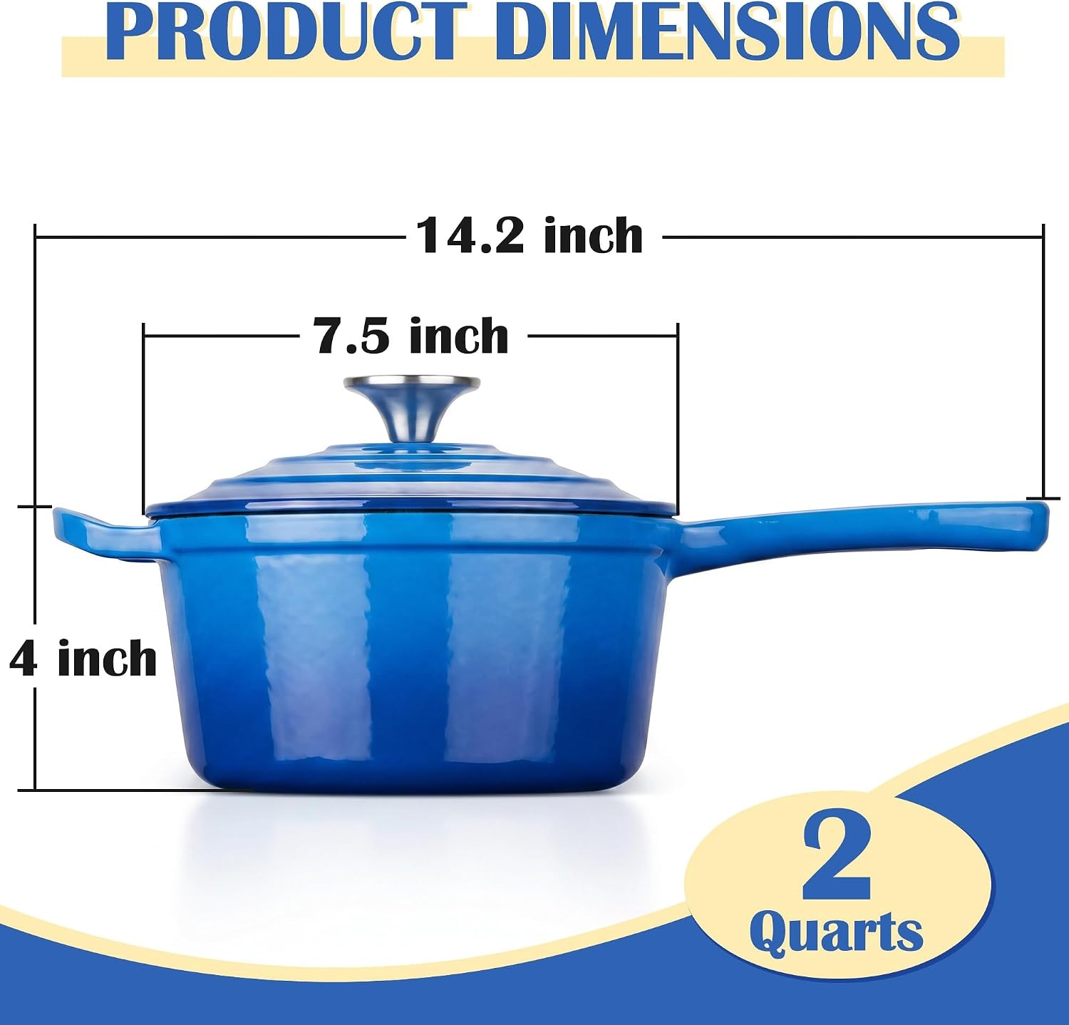 image:imageEfar 1Qt amp 2Qt Enameled Cast Iron Sauce Pan Set with Selfbasting Lids Small Heavy Duty Dutch Oven Pot for All Kitchen Stove InductionReady amp Easy Clean PinkDeep Blue