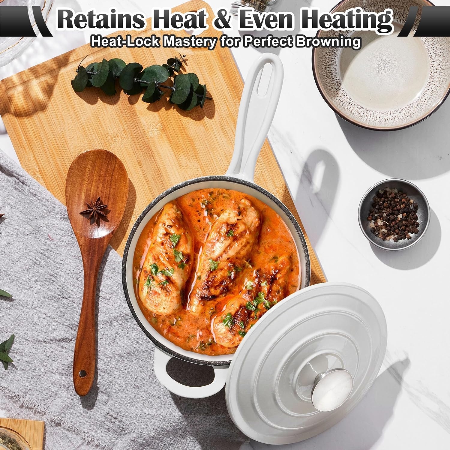 image:imageEfar 1Qt amp 2Qt Enameled Cast Iron Sauce Pan Set with Selfbasting Lids Small Heavy Duty Dutch Oven Pot for All Kitchen Stove InductionReady amp Easy Clean PinkWhite