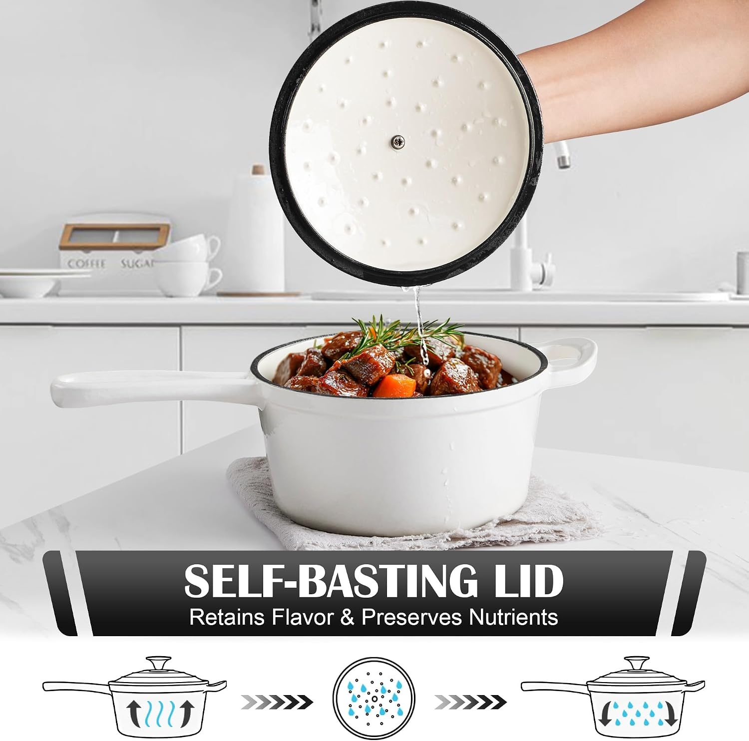image:imageEfar 1Qt amp 2Qt Enameled Cast Iron Sauce Pan Set with Selfbasting Lids Small Heavy Duty Dutch Oven Pot for All Kitchen Stove InductionReady amp Easy Clean PinkWhite